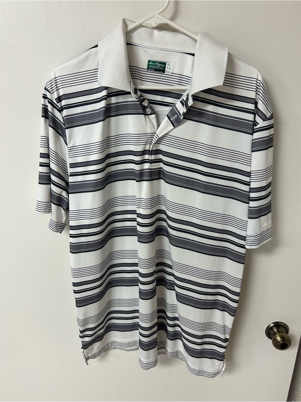 Ben HoganPerformance White & Black Striped Polo Shirt XL